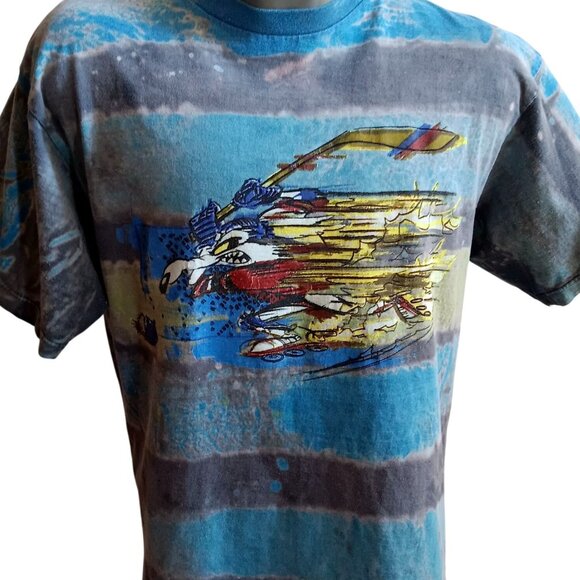 Medium Tie-Dye T-Shirt Vintage Mens T-shirt Medium 90s HOCKEY TIE DYE 1997 - Picture 1 of 9